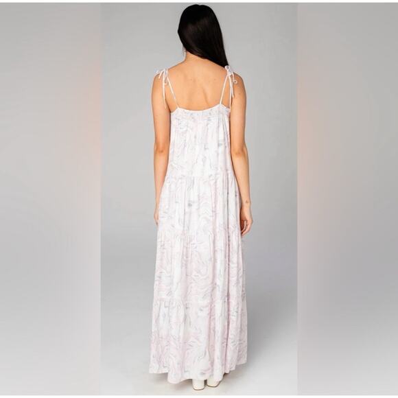 Buddy Love Reese Maxi Dress Size Large Pink Quartz Swirl Print Tie-Shoulder NWT - Picture 11 of 14